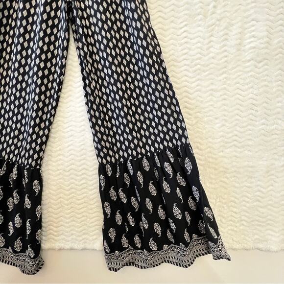 Japna Black White Handmade Artsy Boho Wide Leg Jumpsuit Womens Sz XS - Picture 5 of 13